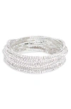 Nordstrom Rack Set Of 10 Skinny Sparkle Stretch Bracelets In Clear- Rhodium