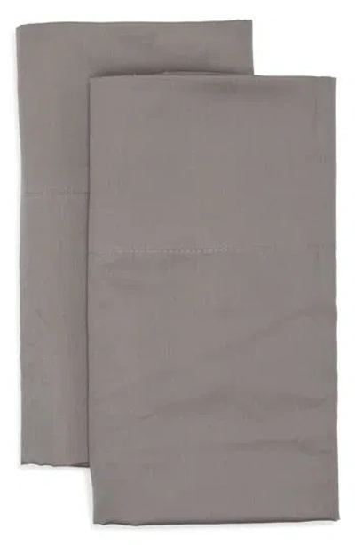 Nordstrom Rack Set Of 2 460 Thread Count Cotton Sateen Pillowcases In Grey Pearl