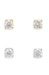 Nordstrom Rack Set Of 2 Assorted Cubic Zirconia Stud Earrings In Gold
