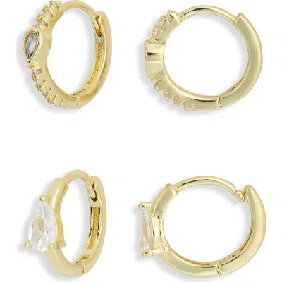 Nordstrom Rack Set Of 2 Assorted Huggie Hoop Earrings In Gold