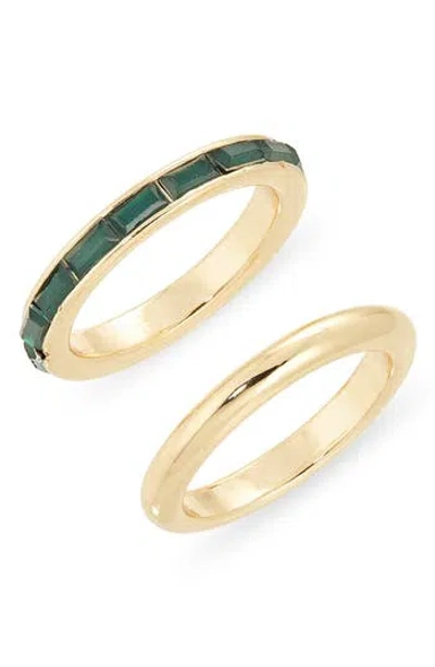 Nordstrom Rack Set Of 2 Baguette Cut Cubic Zirconia Rings In Gold
