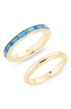 Nordstrom Rack Set Of 2 Baguette Cut Cubic Zirconia Rings In Gold