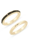 Nordstrom Rack Set Of 2 Baguette Cut Cubic Zirconia Rings In Gold