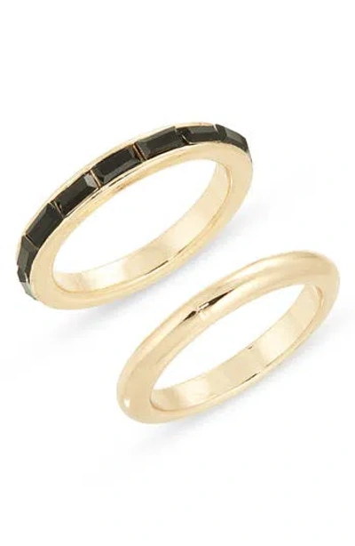Nordstrom Rack Set Of 2 Baguette Cut Cubic Zirconia Rings In Gold