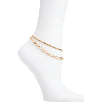 Nordstrom Rack Set Of 2 Chain Anklets In Gold