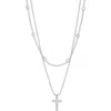 Nordstrom Rack Set Of 2 Cross & Station Chain Necklaces In Silver