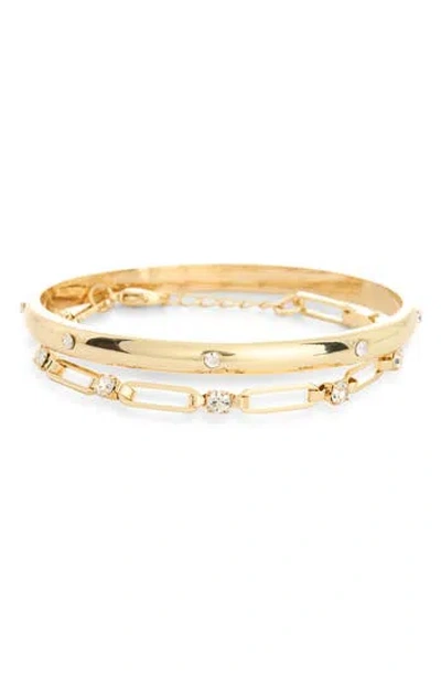 Nordstrom Rack Set Of 2 Cubic Zirconia Bangle Bracelets In Gold