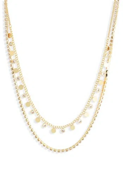 Nordstrom Rack Set Of 2 Cubic Zirconia Charm & Tennis Necklaces In Gold