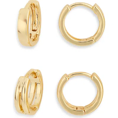 Nordstrom Rack Set Of 2 Demi Fine Huggie Hoop Earrings In Gold