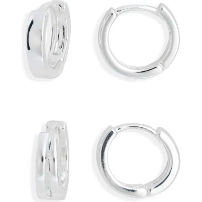Nordstrom Rack Set Of 2 Demi Fine Huggie Hoop Earrings In Silver