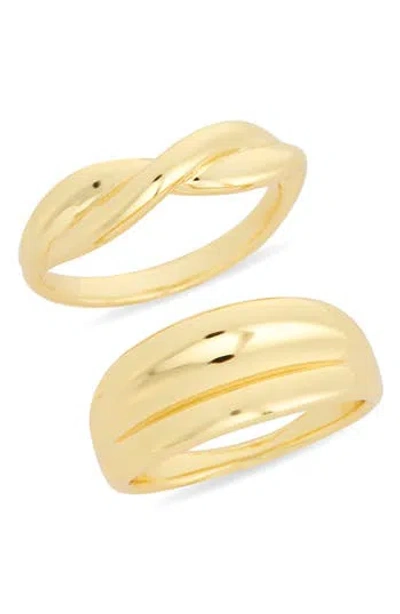Nordstrom Rack Set Of 2 Demi Fine Rib Rings In Pattern