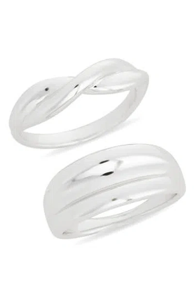 Nordstrom Rack Set Of 2 Demi Fine Rib Rings In Orange