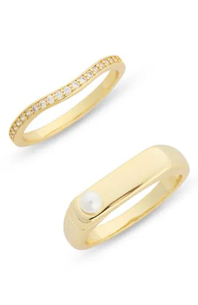 Nordstrom Rack Set Of 2 Demi Fine Rings In Clear- Gold
