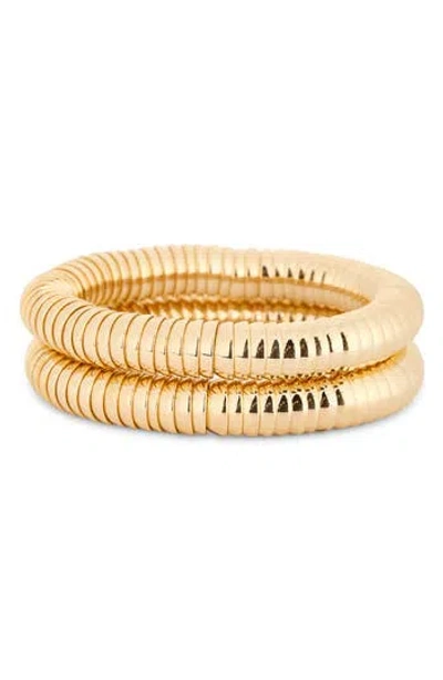 Nordstrom Rack Set Of 2 Disc Stretch Bracelets In Gold