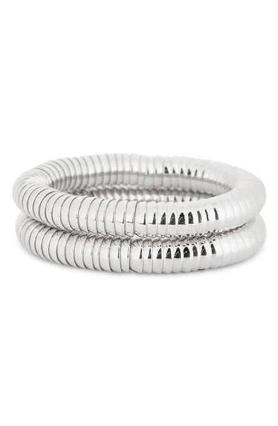 Nordstrom Rack Set Of 2 Disc Stretch Bracelets In Metallic