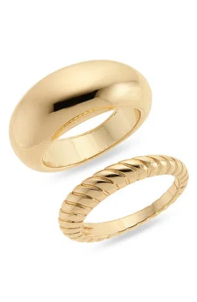 Nordstrom Rack Set Of 2 Dome Rings In Gold