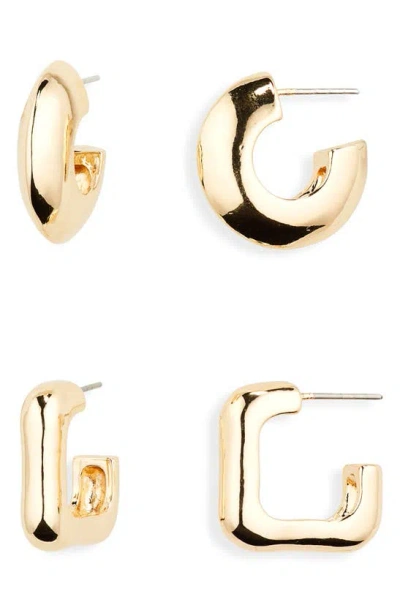 Nordstrom Rack Set Of 2 Huggie Hoop Earrings In Gold