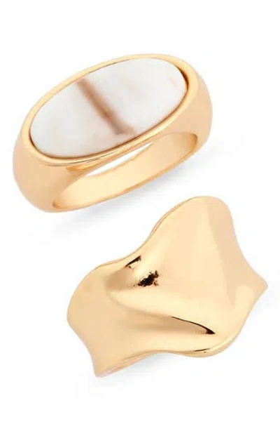 Nordstrom Rack Set Of 2 Marble Swirl Rings In Gold