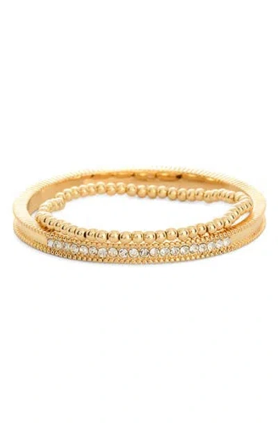 Nordstrom Rack Set Of 2 Metal Bead Bracelet In Gold