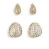 Nordstrom Rack Set Of 2 Pavé Cubic Zirconia Droplet Stud Earrings In Gold