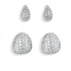 Nordstrom Rack Set Of 2 Pavé Cubic Zirconia Droplet Stud Earrings In Metallic