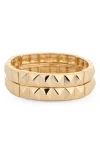 Nordstrom Rack Set Of 2 Pyramid Stud Stretch Bracelets In Gold