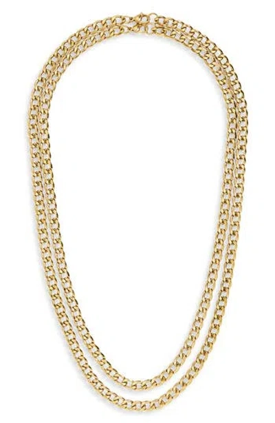 Nordstrom Rack Set Of 2 Stainless Steel Curb Chain Necklaces In Gold