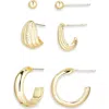 Nordstrom Rack Set Of 3 Assorted Cubic Zirconia Earrings In Gold