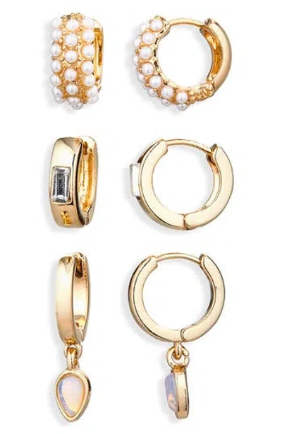 Nordstrom Rack Set Of 3 Assorted Hoop Earrings In Gold