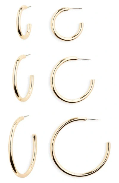 Nordstrom Rack Set Of 3 Assorted Hoop Earrings In Gold