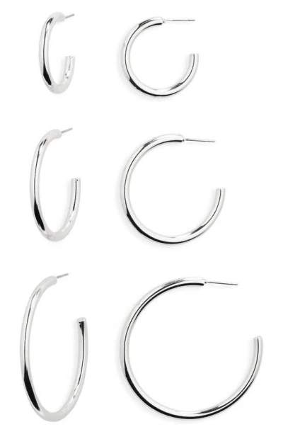 Nordstrom Rack Set Of 3 Assorted Hoop Earrings In Metallic