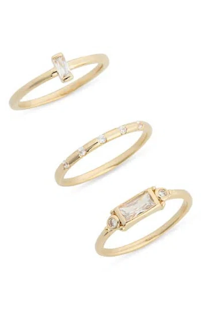 Nordstrom Rack Set Of 3 Cubic Zirconia Stackable Rings In Gold