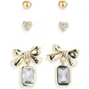 Nordstrom Rack Set Of 3 Cubic Zirconia Stud & Drop Earrings In Gold
