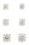Nordstrom Rack Set Of 3 Cz Stud Earrings In Gold