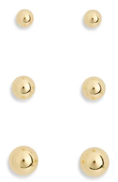 Nordstrom Rack Set Of 3 Demi Fine Ball Stud Earrings In Gold