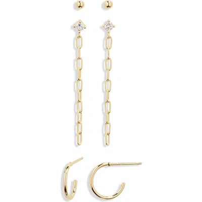 Nordstrom Rack Set Of 3 Demi Fine Earrings In Gold