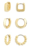 Nordstrom Rack Set Of 3 Demi Fine Hoop Earrings In Gold