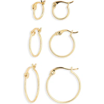 Nordstrom Rack Set Of 3 Demi Fine Hoop Earrings In Gold