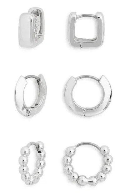 Nordstrom Rack Set Of 3 Demi Fine Hoop Earrings In Silver