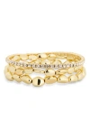 Nordstrom Rack Set Of 3 Demi Fine Stretch Bracelets In Gold