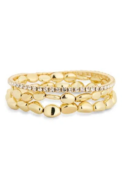Nordstrom Rack Set Of 3 Demi Fine Stretch Bracelets In Gold