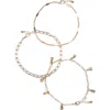 Nordstrom Rack Set Of 3 Droplet Charm Assorted Anklets