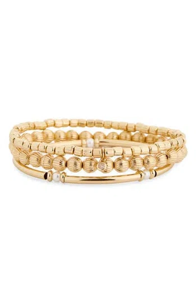 Nordstrom Rack Set Of 3 Faux Pearl Beaded Stretch Bracelets