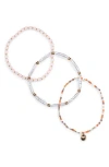 Nordstrom Rack Set Of 3 Faux Pearl Beaded Stretch Bracelets