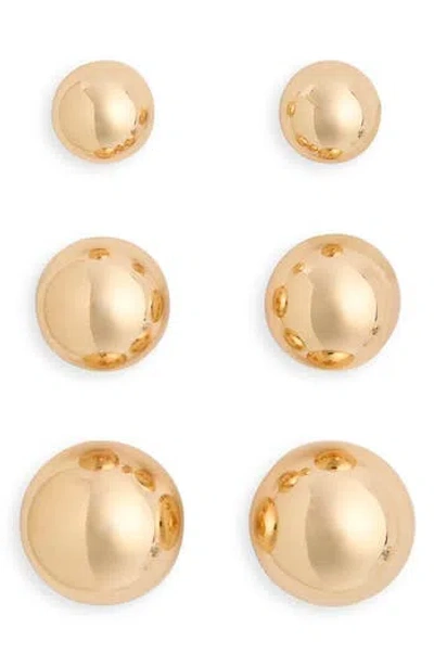 Nordstrom Rack Set Of 3 Graduated Orb Stud Earrings In Gold