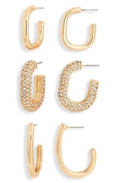 Nordstrom Rack Set Of 3 Hoop Earrings In Gold