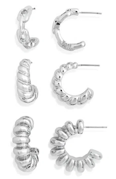 Nordstrom Rack Set Of 3 Hoop Earrings In Metallic