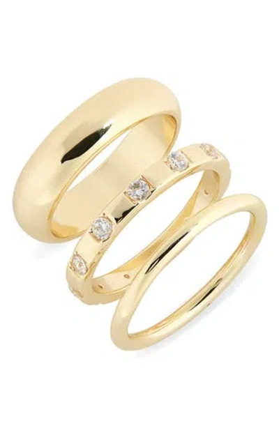 Nordstrom Rack Set Of 3 Mixed Cz Rings In Clear- Gold