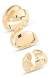 Nordstrom Rack Set Of 3 Molten Rings In Gold