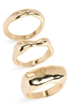 Nordstrom Rack Set Of 3 Molten Rings In Gold